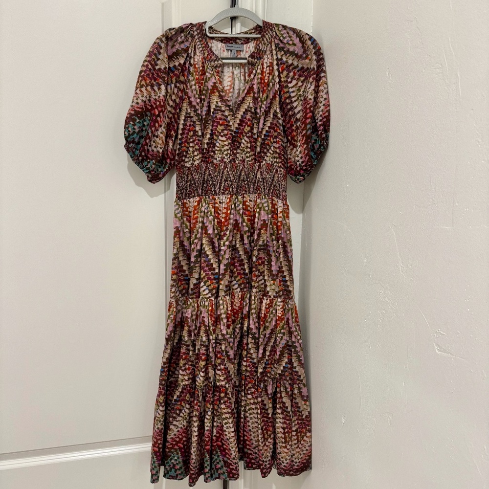 Chic Multicolor Chevron Midi Dress
